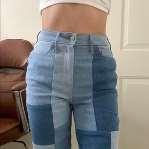 Hollister Ultra High-Rise Patchwork Vintage Straight Mom Jeans.